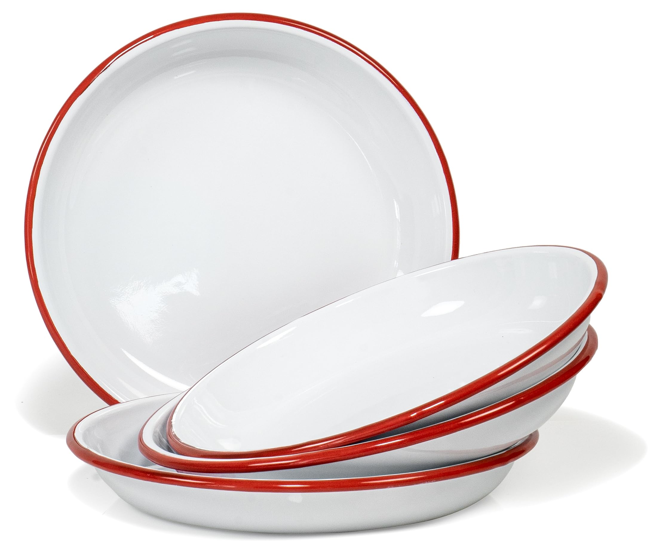 Amazon.com | Red Co. Set of 4 Enamelware Metal 10” Round Camping